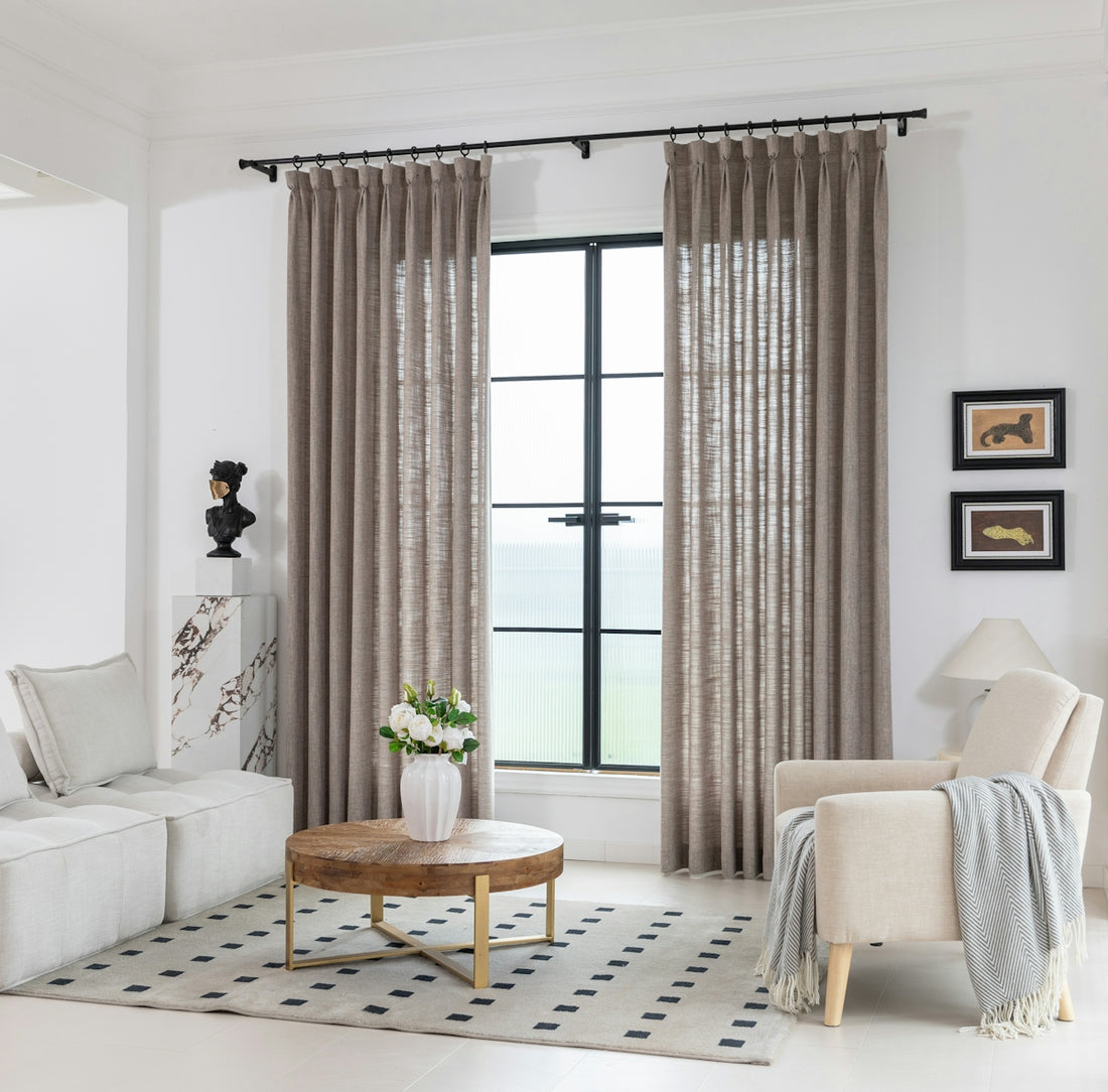 A cozy living room with light decor.