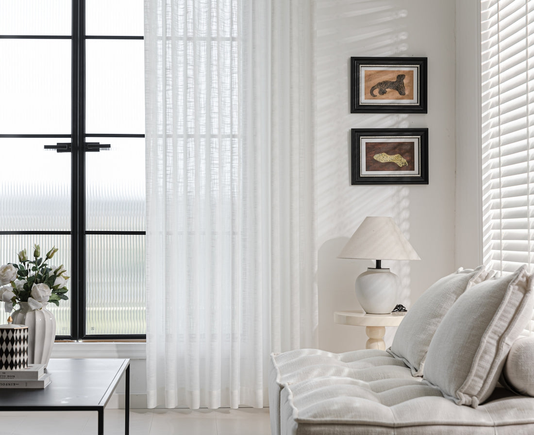 A bright, airy living room with minimalist decor.