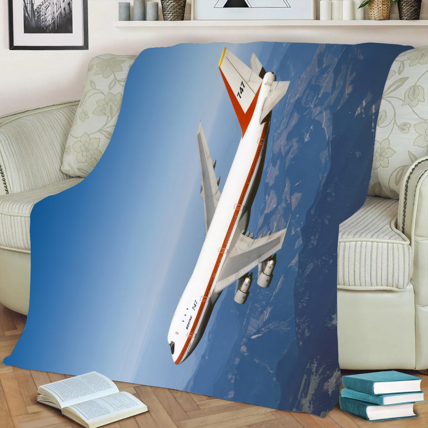 Boeing Livery 747-100 Fleece Throw Blanket