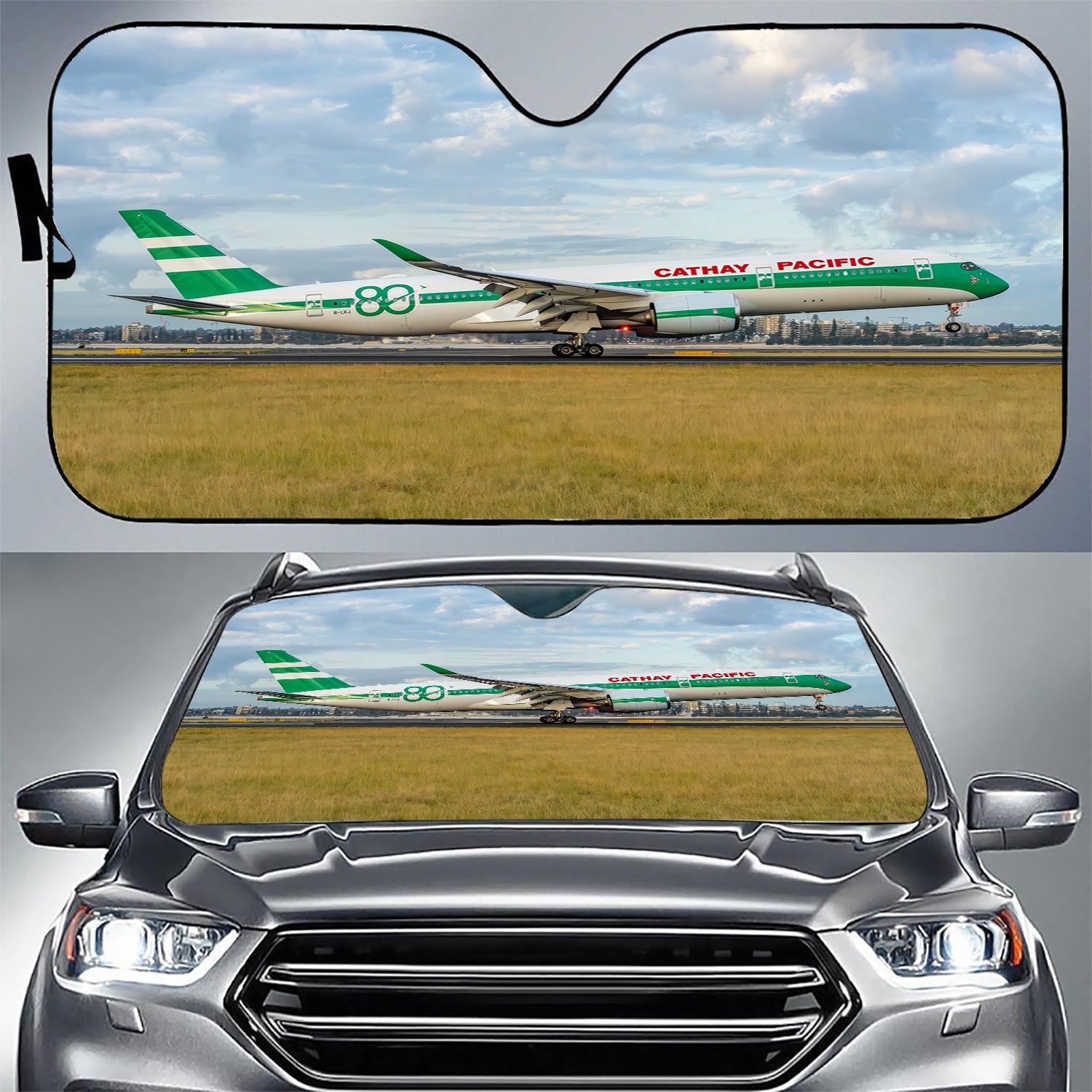 Cathay Pacific 80th Anniversary Livery Sunshade For Cars & Trucks