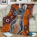 Aboriginal Kangaroo Print Fleece Throw Blanket