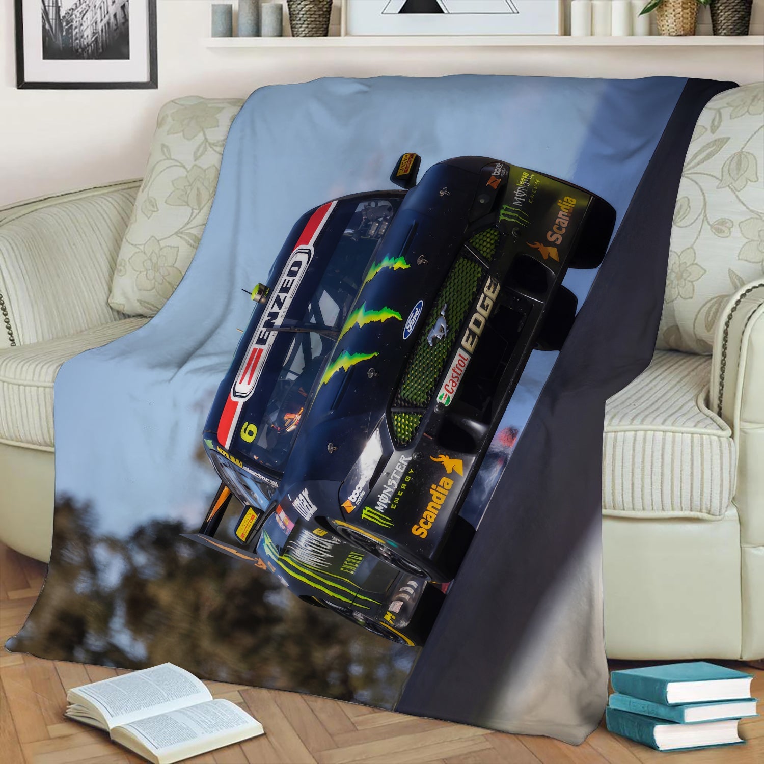 Cam Waters Ford Mustang Supercars Fleece Throw Blanket