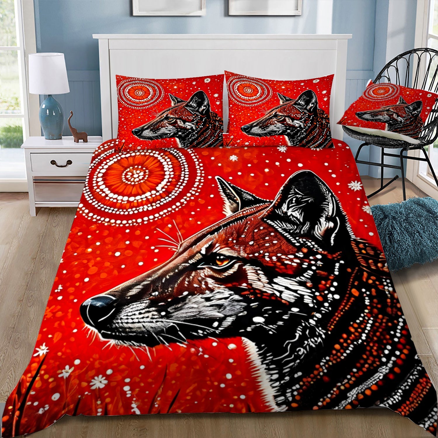 Aboriginal Dingo Painting Doona / Duvet Cover and 2 Pillow Slips
