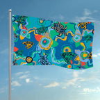 Aboriginal Qantas Nalanji Dreaming Flag, Shaft Style, 2 Grommet, 4 Grommet