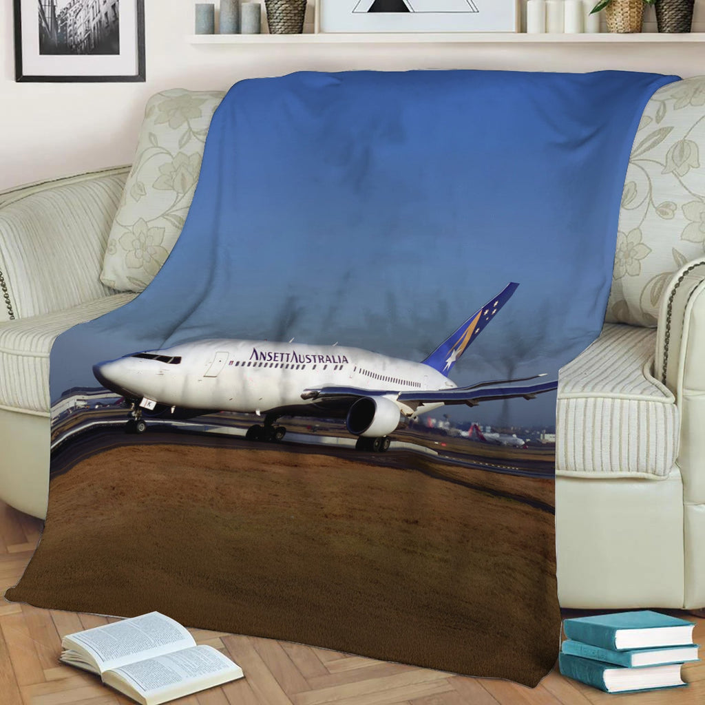 Ansett Airlines Boeing 767 Fleece Throw Blanket